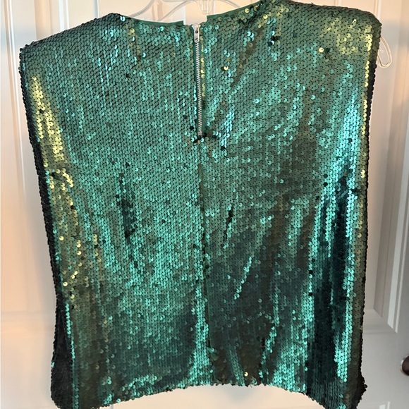 The Impeccable Pig Emerald Green Sequin Tank Blouse size L NWT - Picture 2 of 9